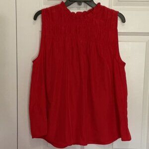 Joie Red Smocked Blouse